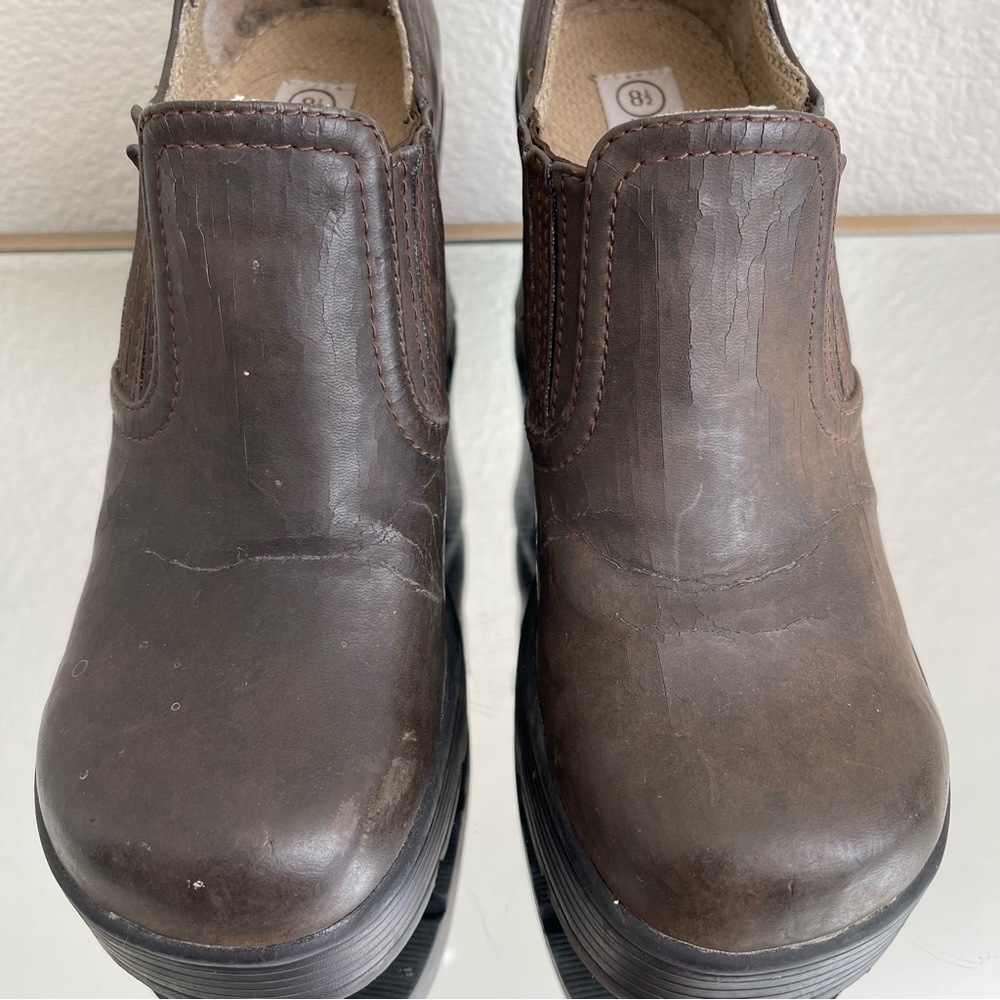 LOWER EAST SIDE Vintage Y2K Brown Faux Leather Chunky Platform Heeled Ankle Boot - Picture 9 of 14